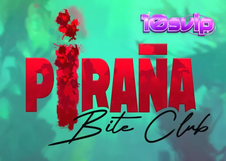 Piranha Bite Club slot game interface with retro pin-up art and tropical water theme