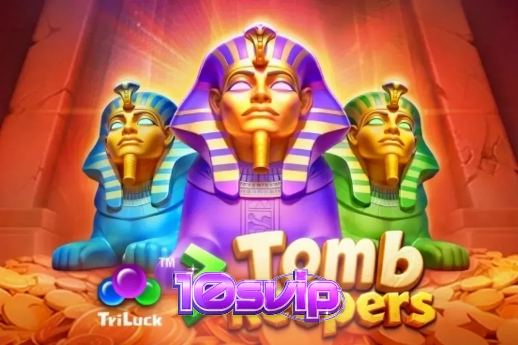 Tampilan visual slot 3 Tomb Keepers dengan latar belakang makam Mesir kuno.